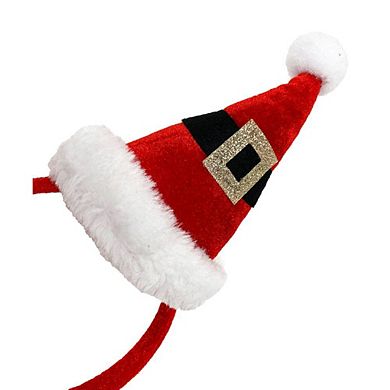 Midlee Santa Hat Headband with Red/White Bell Collar for Large Dogs