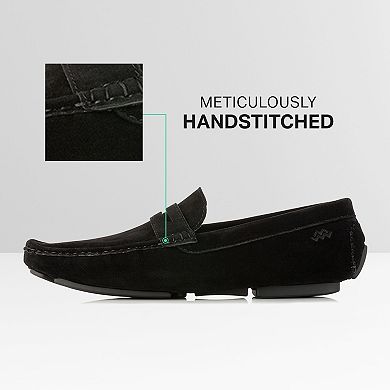 Men’s Suede Loafers Comfortable Slip-On Casual Shoes, Hand-Stitched, Lightweight & Non-Slip
