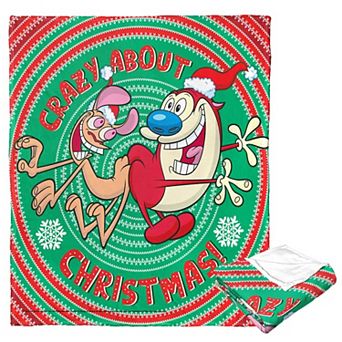 Nickelodeon Nick Rewind Ren And Stimpy Crazy About Christmas Silk Touch Throw Blanket 50x60 Inches