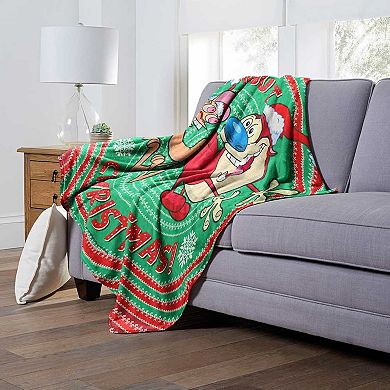 Nickelodeon Nick Rewind Ren And Stimpy Crazy About Christmas Silk Touch Throw Blanket 50x60 Inches