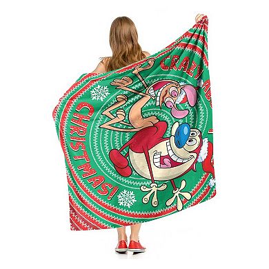 Nickelodeon Nick Rewind Ren And Stimpy Crazy About Christmas Silk Touch Throw Blanket 50x60 Inches