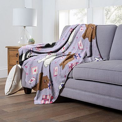 Cartoon Network We Bare Bears Love Letters Silk Touch Throw Blanket 50x60 Inches