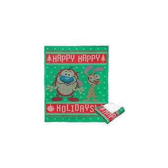 Nickelodeon Nick Rewind Ren And Stimpy Happy Happy Holidays Silk Touch Throw Blanket 50x60 Inches
