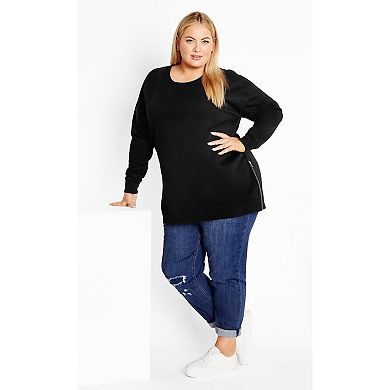Avenue Women's Plus Size Jade Longline Zip Top