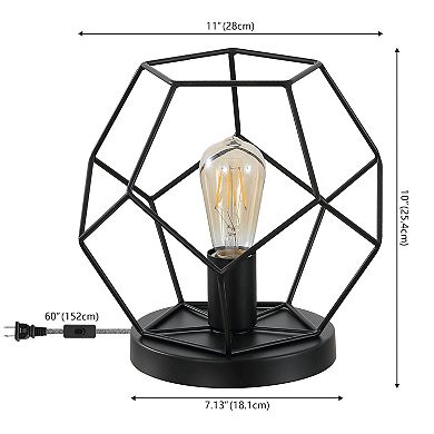 James Mid Century Glam Metal Geometric LED Table Lamp