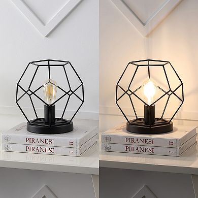 James Mid Century Glam Metal Geometric LED Table Lamp
