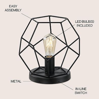 James Mid Century Glam Metal Geometric LED Table Lamp
