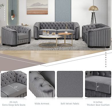 Merax 64.3" Velvet Upholstered Loveseat Sofa，Modern Loveseat Sofa