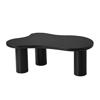 Merax Coffee Table with 1.5'' Thick Tabletop，Cream Style Irregular End Table
