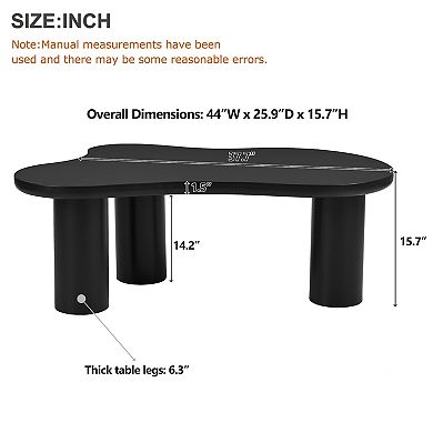 Merax Coffee Table with 1.5'' Thick Tabletop，Cream Style Irregular End Table