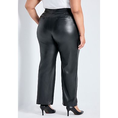 Avenue Women's Plus Size Tessa Faux Leather Wide Leg Pant
