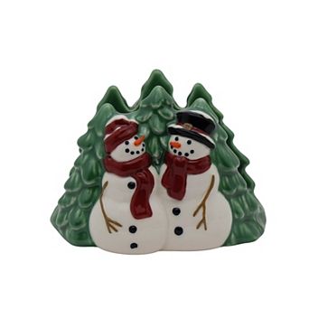 St. Nicholas Square® Snowmen Napkin Holder with Christmas Tree Design