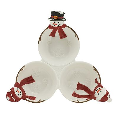 Nicholas Square® Snowman 3-Section Serving Dish