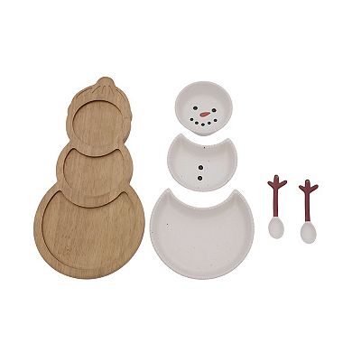 St. Nicholas Square® 6-Piece Snowman Ceramic Serving Tray & Spoons Set