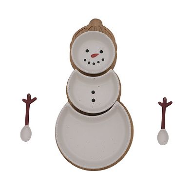 St. Nicholas Square® 6-Piece Snowman Ceramic Serving Tray & Spoons Set
