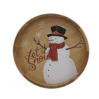 St. Nicholas Square® Snowman Round Wood Serving Tray