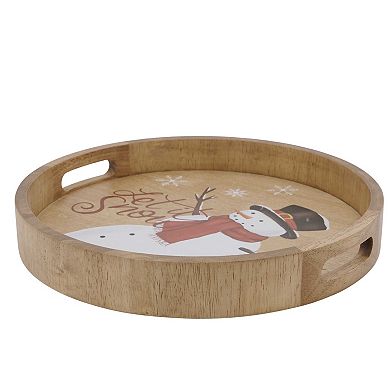 St. Nicholas Square® Snowman Round Wood Serving Tray