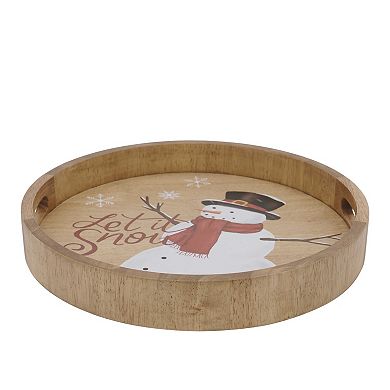 St. Nicholas Square® Snowman Round Wood Serving Tray