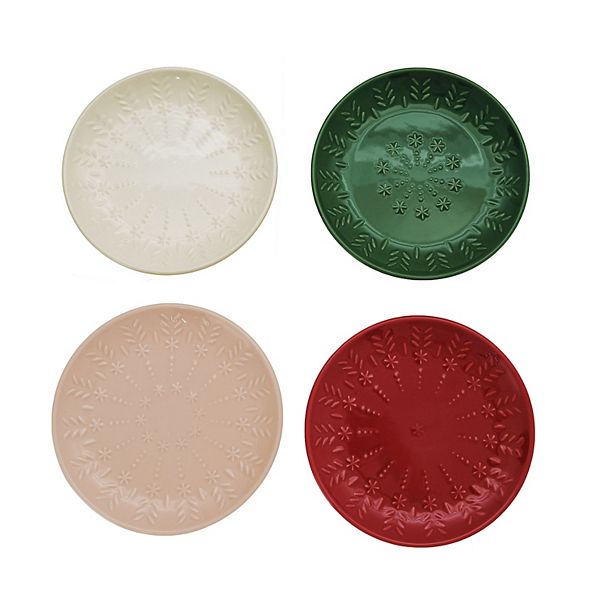 St. Nicholas Square® 4-Piece Holiday Embossed App Plate Set