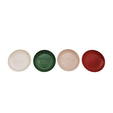 St. Nicholas Square® 4-Piece Holiday Embossed App Plate Set