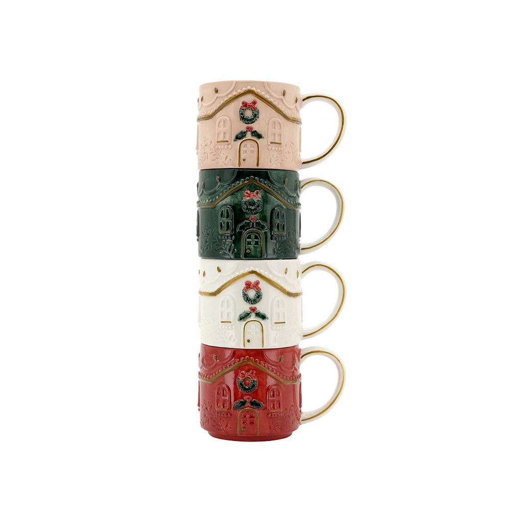 St. Nicholas Square® 4-Piece Holiday House Stacking Mug Set