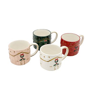 St. Nicholas Square® 4-Piece Holiday House Stacking Mug Set