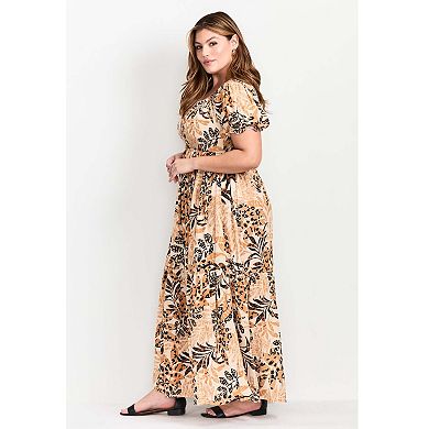 Avenue Women's Plus Size Sophia Shirred Bodice Maxi Dress