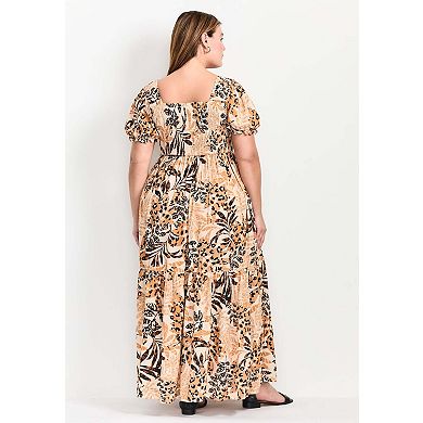 Avenue Women's Plus Size Sophia Shirred Bodice Maxi Dress