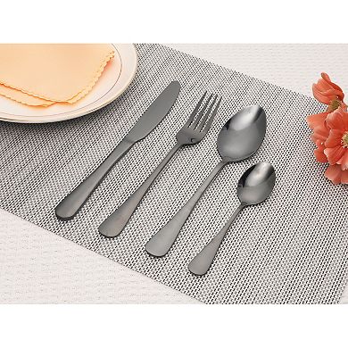 24 Pieces Silverware Set, Stainless Steel Flatware Set with Supporting Shelf, Serving Utensils Set