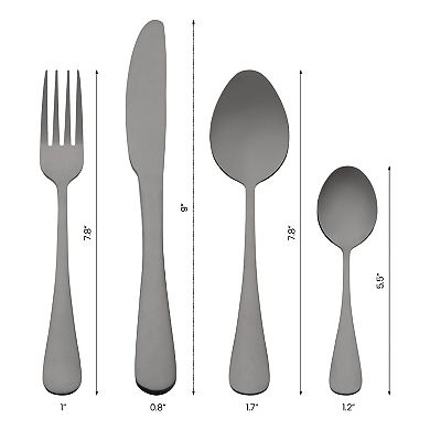 24 Pieces Silverware Set, Stainless Steel Flatware Set with Supporting Shelf, Serving Utensils Set