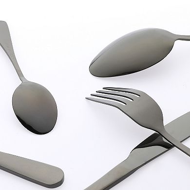 24 Pieces Silverware Set, Stainless Steel Flatware Set with Supporting Shelf, Serving Utensils Set