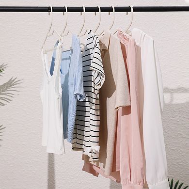 10 Pcs Clothes Hangers, Plastic Pants Hangers with Non-Slip Hook, Space Saving Hangers for Clothing