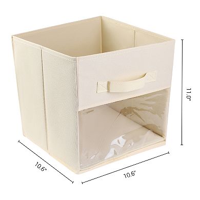 3 PCS Storage Cube, Transparent Viewing Window Storage Bin with Handle, Collapsible Storage Basket