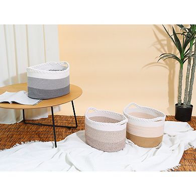1 Pack Woven Storage Basket, Closet Storage Bin with Handles for Blankets, Clothes 15 x 10.2 x 9.4in