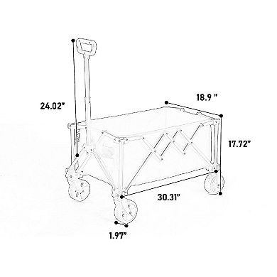 Mondawe Outdoor Folding Wagon Cart with Wheels, Heavy Duty Garden Carts with Adjustable Handle
