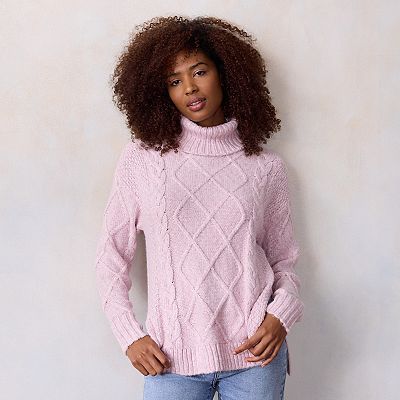 【louren】long turtleneck knit Women's LC Lauren Conrad Turtleneck Cable Tunic Sweater