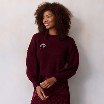 Women's LC Lauren Conrad Crew Neck Balloon Sleeve Sweater