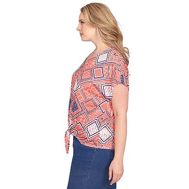 Hearts of Palm Plus Size Anchors Away Tie Front Top