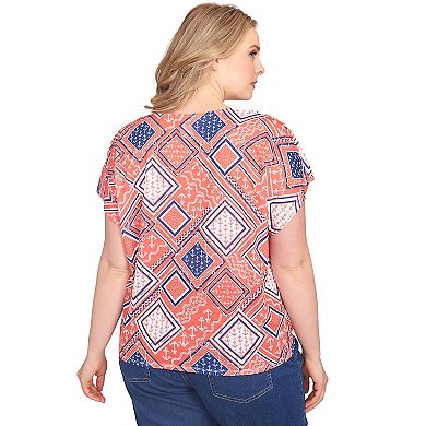 Hearts of Palm Plus Size Anchors Away Tie Front Top