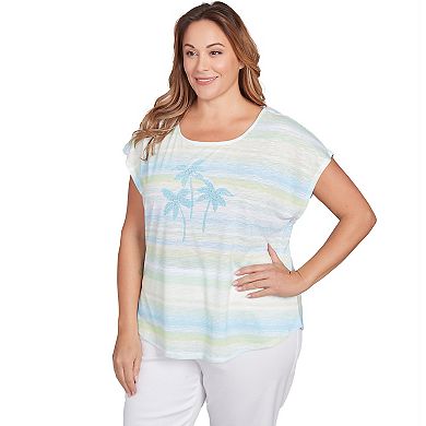 Hearts of Palm Plus Size It's A Spring Thing Palm Tree Print Top