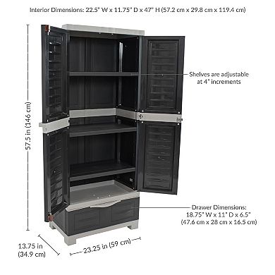 Sunnydaze Lockable Storage Cabinet with 3 Adjustable Shelves - Gray