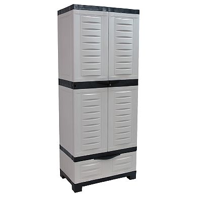 Sunnydaze Lockable Storage Cabinet with 3 Adjustable Shelves - Gray