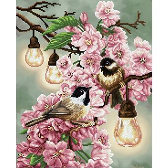 DIAMOND DOTZ Diamond Painting Kit - Cherry Blossoms & Chickadees Design
