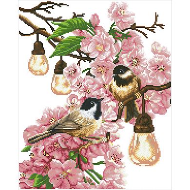 DIAMOND DOTZ Diamond Painting Kit - Cherry Blossoms & Chickadees Design