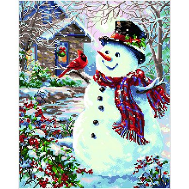 DIAMOND DOTZ Diamond Painting Snowman & Cardinal Design Kit