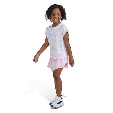 Girls 4-6x adidas 2-Piece Short Sleeve Printed Box Tee & Faux Wrap Skort Set