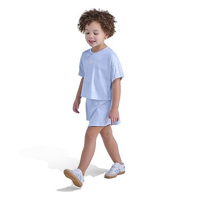 Girls 4-6x adidas 2-Piece Short Sleeve Printed Soccer Top & Skort Set