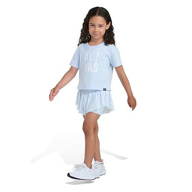 Girls 4-6x adidas 2-Piece Short Sleeve Graphic Tee & Printed Flowy Shorts Set