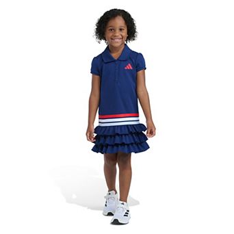 Toddler Girl adidas Short Sleeve Ruffle Polo Dress
