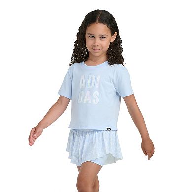 Baby & Toddler Girl adidas 2-Piece Short Sleeve Graphic Tee & Printed Flowy Shorts Set